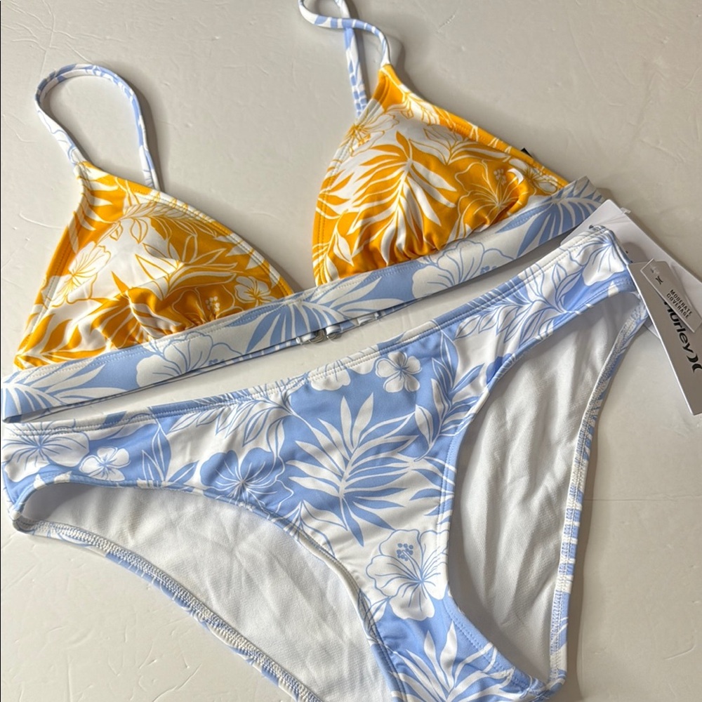Hurley Two Piece Bikini Swimsuit Hawaiian Print Large